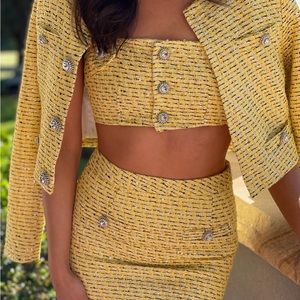 Yellow Tweed Set - Anitamaria Boutique